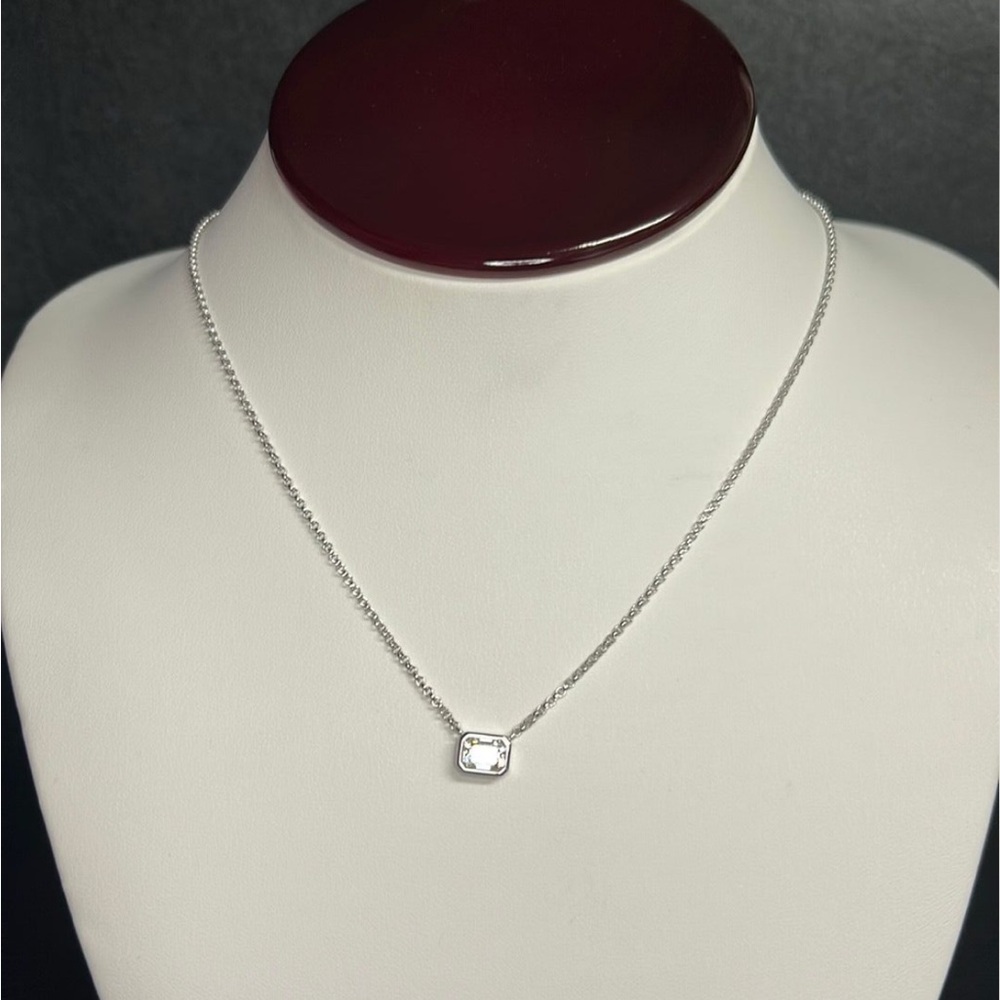1.00CTW Moissanite Emerald cut Pendant 925 Silver Necklace